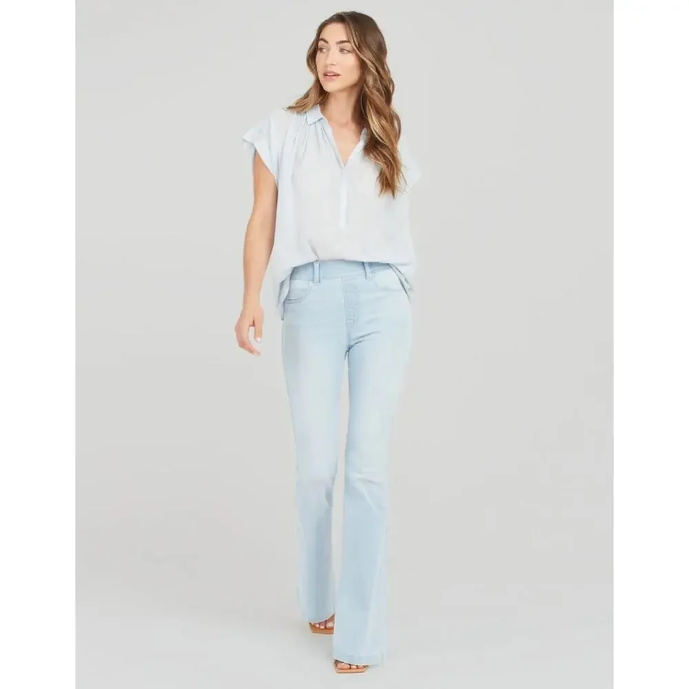 Spanx High Waisted Flare Denim Jegging Retro Light Wash Women's Plus Size 1X